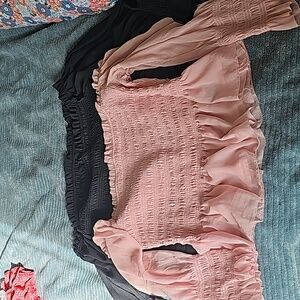 Lot! 2 size 2 Torrid crop off the shoulder tops.